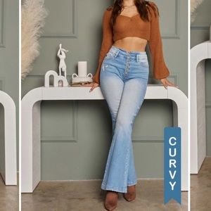 Kan Can Button-fly Flare Jeans (Curvy) LAST PAIR